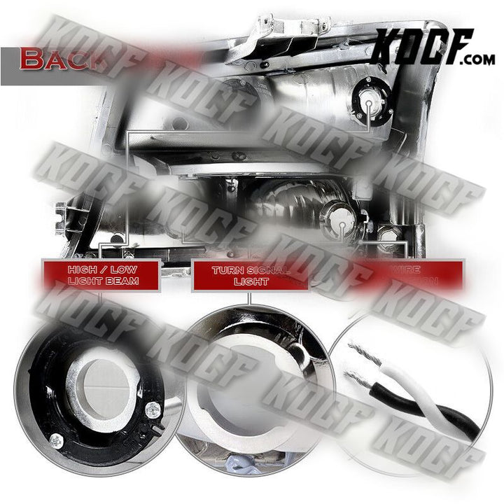 For 03-07 Chevy Silverado/02-06 Avalanche LED DRL Chrome Headlights+Bumper Lamps - KOCF.com - Car Parts