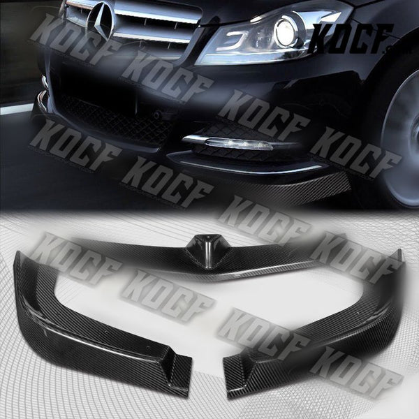 For 2012-2014 Mercedes C-Class W204 Real Carbon Fiber Front Bumper Body Kit Lip - KOCF.com - Car Parts