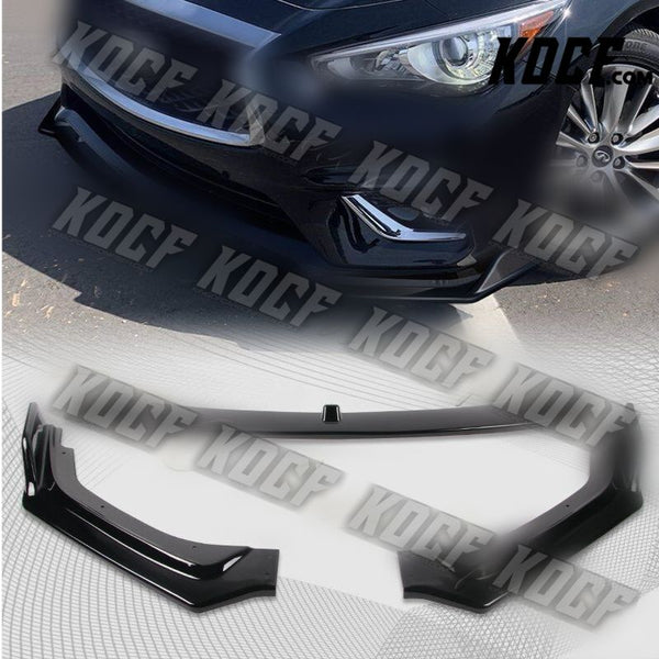 For 18-21 Infiniti Q50 Base/Premium Painted Black Front Bumper Body Kit Lip 3PCS - KOCF.com - Car Parts