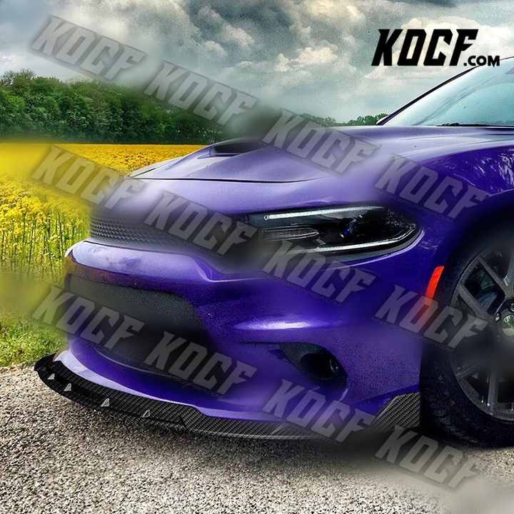 For 2015-2021 Dodge Charger SRT-Style Carbon Look Front Bumper Spoiler Lip 4pcs - KOCF.com - Car Parts