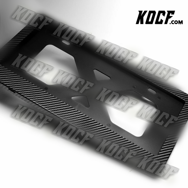 W-Power Carbon Fiber Style License Plate Holder Cover Frame Front Rear W/Bracket - KOCF.com - Car Parts