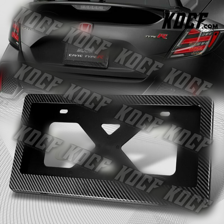 W-Power Carbon Fiber Style License Plate Holder Cover Frame Front Rear W/Bracket - KOCF.com - Car Parts