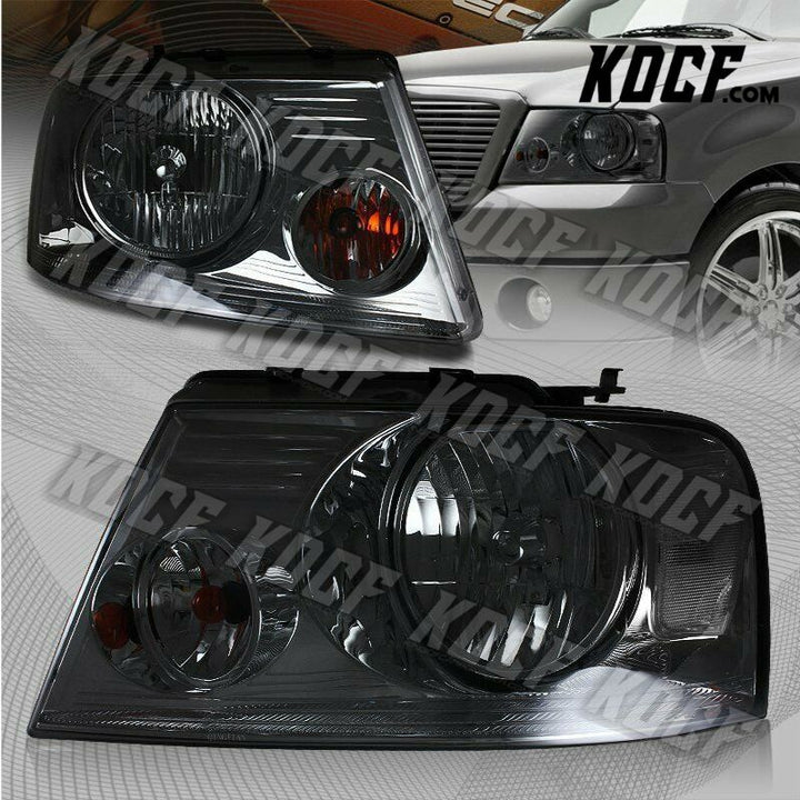 For 2004-2008 Ford F-150 Chrome Housing Smoke Lens Headlights W/Clear Reflector - KOCF.com - Car Parts