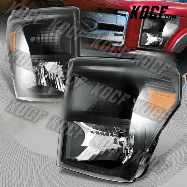 For 2011-2016 Ford F250/F350/F450 Super Duty Black Headlights W/Amber Reflector - KOCF.com - Car Parts