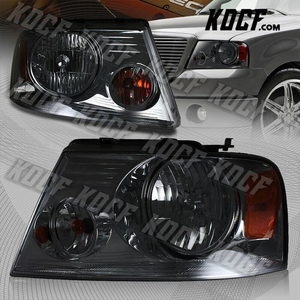 For Ford F-150/F150 Chrome Housing Smoke Lens Headlights W/Amber Reflector Lamps - KOCF.com - Car Parts