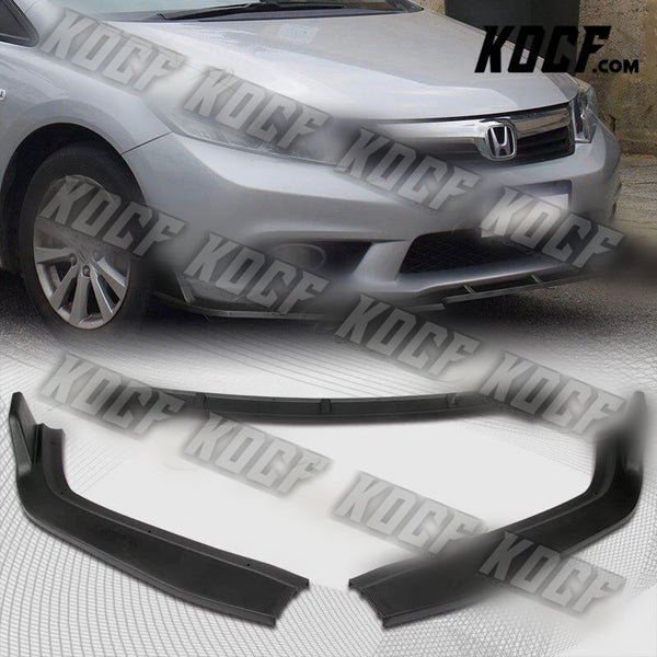 For 2012 Honda Civic 4DR JDM CS-Style Matt Black Front Bumper Body Kit Lip 3PCS - KOCF.com - Car Parts