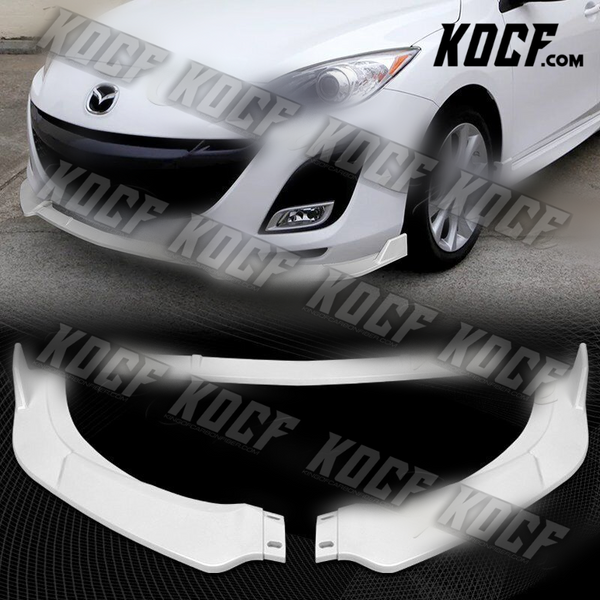 For 2010-2013 Mazda 3 MS-Style Painted White Front Bumper Body Kit Spoiler Lip - KOCF.com - Car Parts