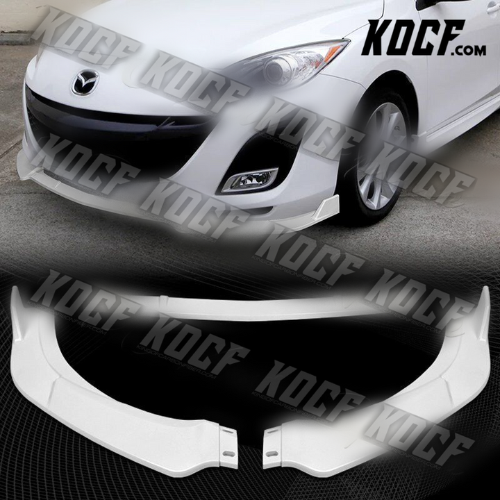 For 2010-2013 Mazda 3 MS-Style Painted White Front Bumper Body Kit Spoiler Lip - KOCF.com - Car Parts