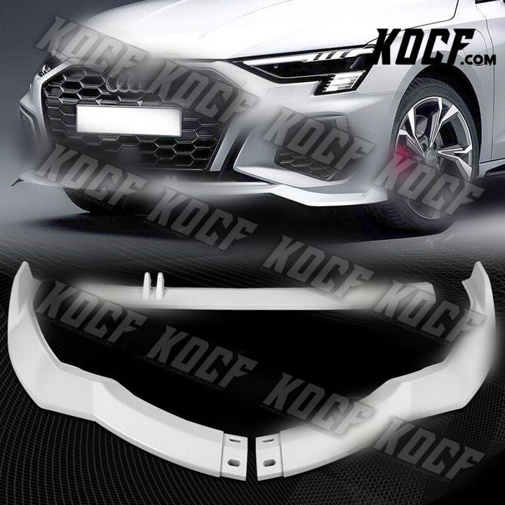 For 2022-2023 Audi S3 STP-Style Painted White Front Bumper Splitter Spoiler Lip - KOCF.com - Car Parts