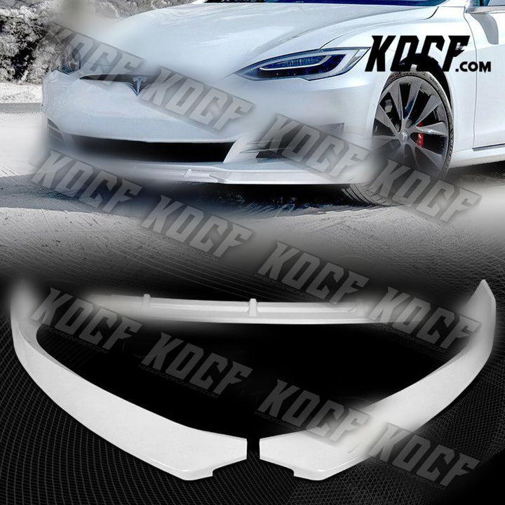 For 2016-2020 Tesla Model S STP-Style Painted White Front Bumper Spoiler Lip Kit - KOCF.com - Car Parts