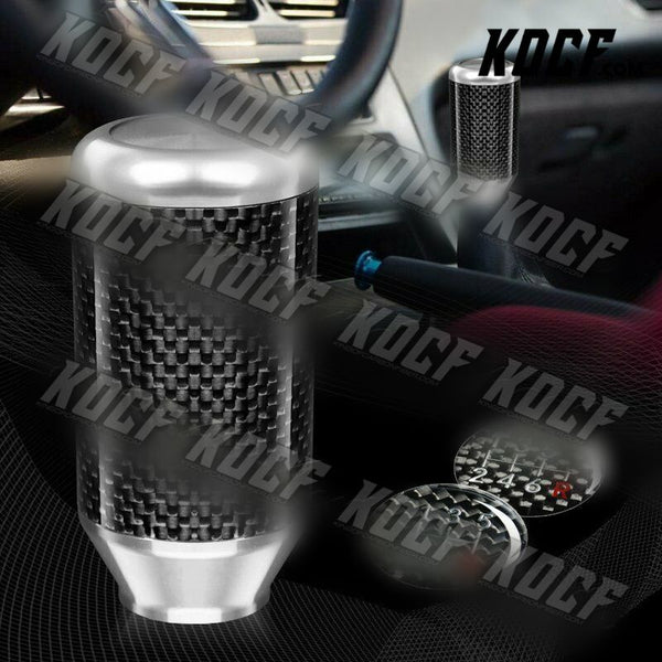 Universal Silver 5/6-Speed Manual Aluminum/Carbon MT Transmission Shifter Knob - KOCF.com - Car Parts