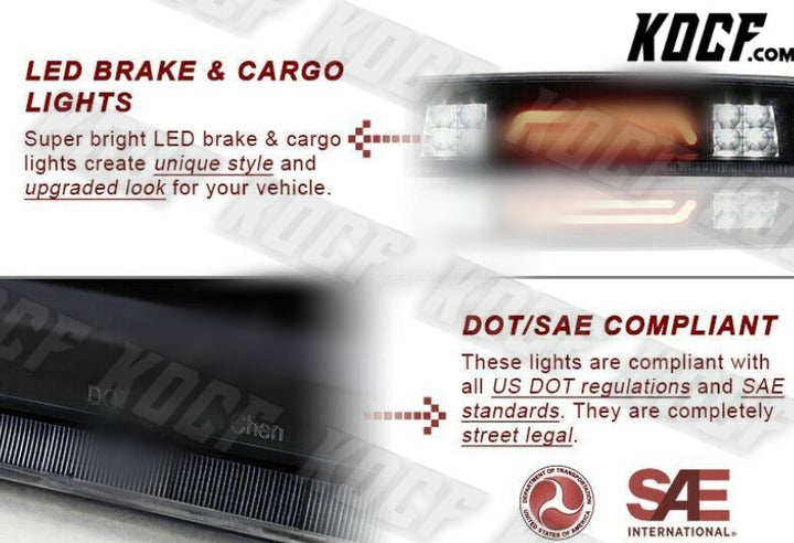 For 11-17 Ram 1500 2500 3500 Black/Smoke LED 3RD Third Brake Light W/Cargo Lamp - KOCF.com - Car Parts