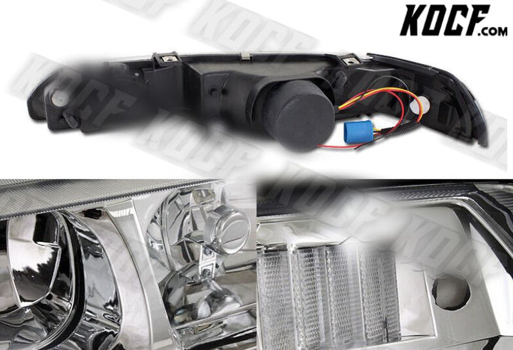 For 1990-1993 Acura Integra Chrome Housing 1-Piece Headlights W/Clear Reflector - KOCF.com - Car Parts