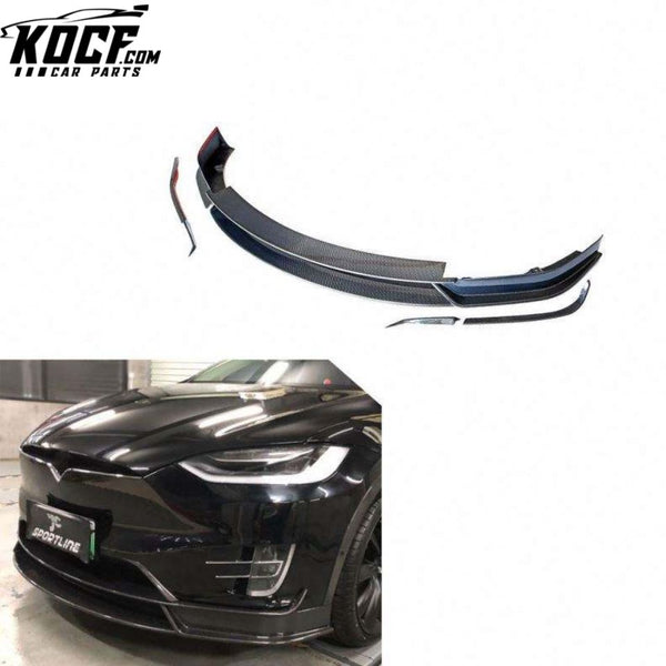 Model X Carbon Fiber Car Front Spoiler for Tesla Model X 75D 90D P90D 100D P100D 2016-2018