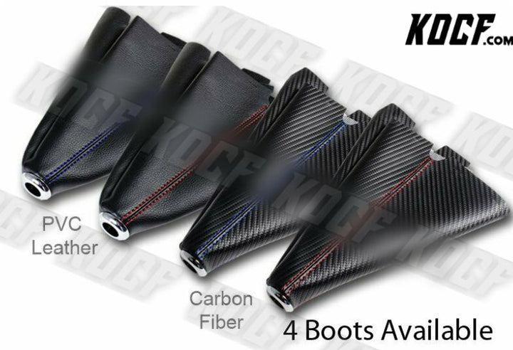 Carbon/Red Stitch Manual Shift Boot + T-R Carbon Fiber Shifter Knob Universal - KOCF.com - Car Parts