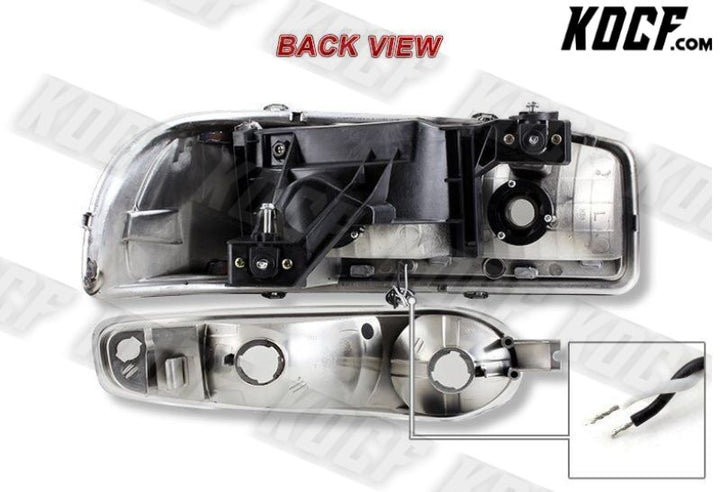 For GMC Sierra/Yukon XL 1500 Denali DRL LED Smoke Clear Headlights+Bumper 4PCS - KOCF.com - Car Parts