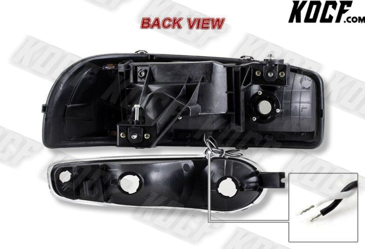 For GMC Sierra/Yukon XL 1500 Denali DRL LED Black Amber Smoke Headlights+Bumper - KOCF.com - Car Parts