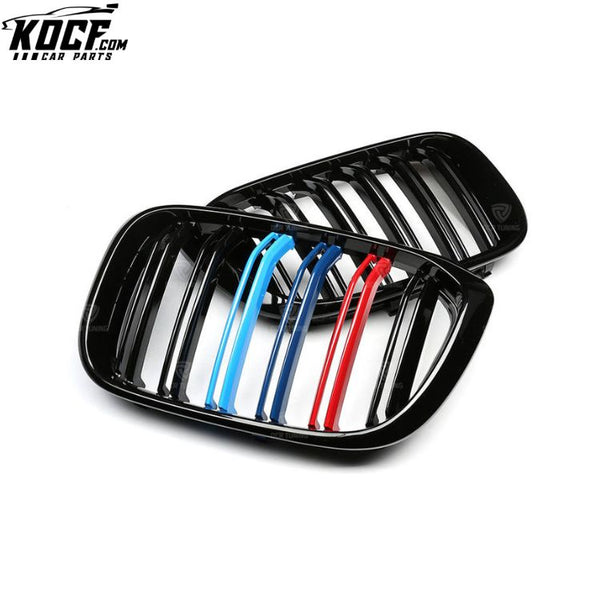 Glossy Black with Tri-color Front Kidney Grille for BMW X3 G01 X4 G02 X3M F97 X4M F98 Front Air Vent Grill Dual-Slat