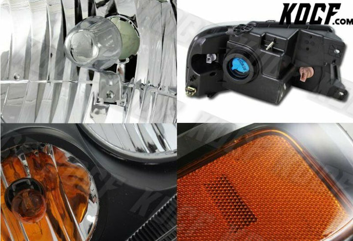 For Ford F-150/F150 Black Housing Clear Lens Headlights W/ Amber Reflector Lamps - KOCF.com - Car Parts