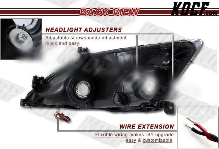 For 2003-2007 Honda Accord DRL LED Black Housing Headlights W/Amber Reflector - KOCF.com - Car Parts