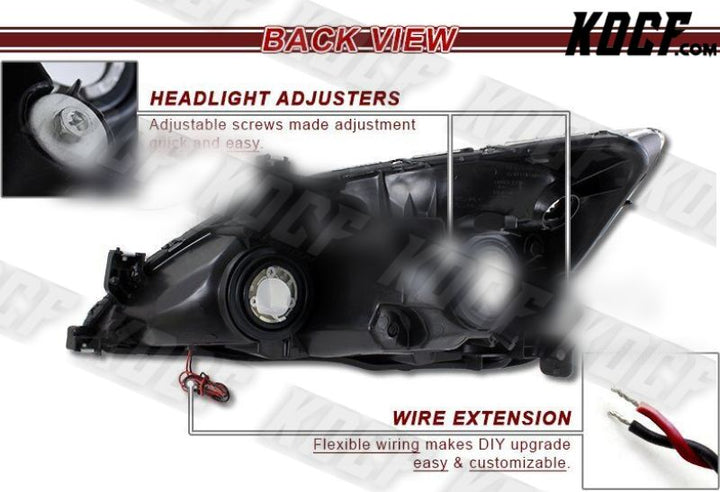 For 2003-2007 Honda Accord DRL LED Black Housing Headlights W/Clear Reflector - KOCF.com - Car Parts