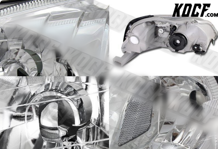 For 1999-2000 Honda Civic JDM Chrome Housing W/Clear Reflector Headlights Lamps - KOCF.com - Car Parts