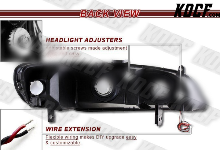 For 1998-2002 Honda Accord DRL LED Chrome Housing Headlights W/Clear Reflector - KOCF.com - Car Parts