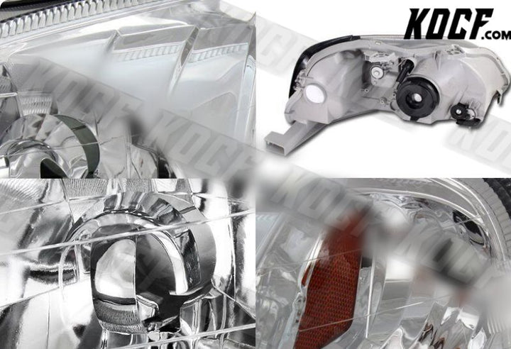 For 1999-2000 Honda Civic JDM Chrome Housing W/Amber Reflector Headlight Lamps - KOCF.com - Car Parts