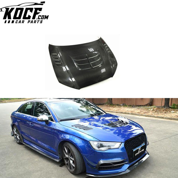 RS3 Style Carbon Fiber S3 Engine Hood for Audi A3 8V SLINE S3 Sedan 4-Door 2013-2016