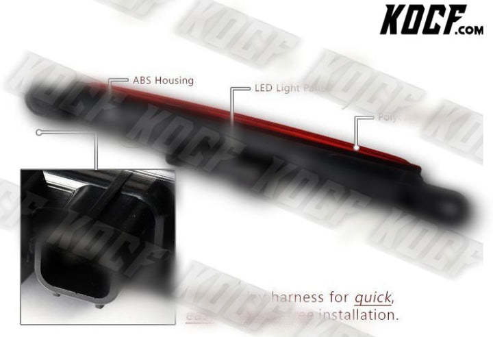 For 2008-2017 Mitsubishi Lancer EVO LED Red Lens 3RD Brake Stop Tail Light Lamp - KOCF.com - Car Parts