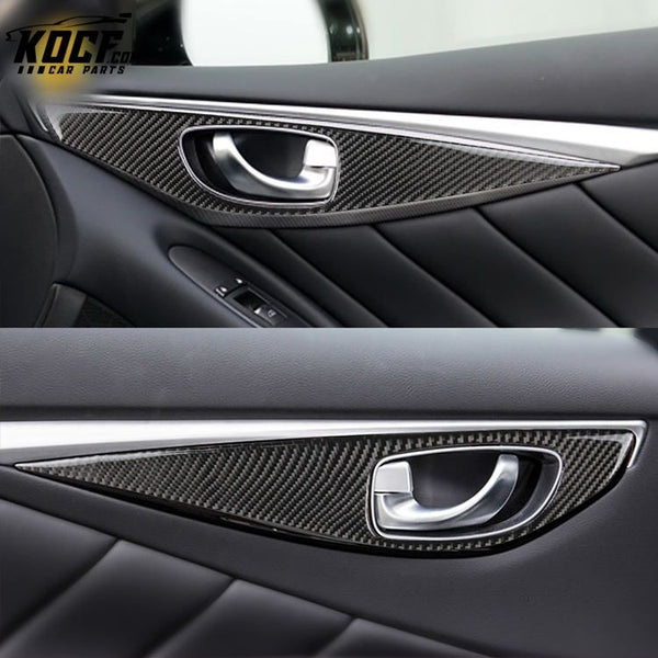 For Infiniti Q50 Carbon Fiber Door Handle frame sticker Car accessories Real carbon fiber Q50