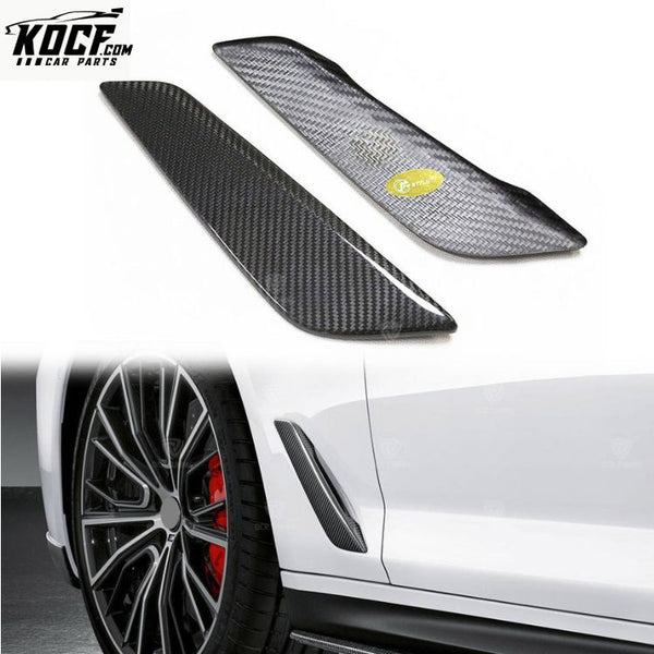 Dry Carbon Fiber Side Fender Trim for BMW 5 Series G30 G38 Side Grille Light Air Vents Stick on 2017+ Sedan