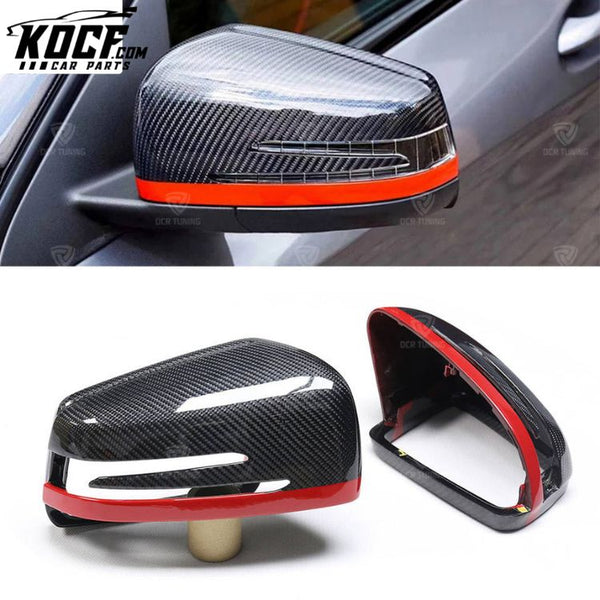 Carbon Fiber Mirror Cover for Mercedes-benz C Class W204 C63 AMG W218 W176 W117 X156 W221 CF Rearview mirror cover with Red Line