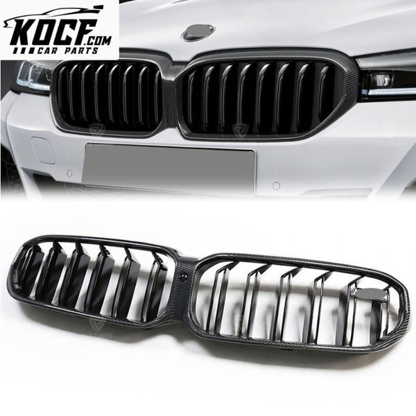 Carbon Fiber Glossy Black Front Grill for BMW 5 Ser LCI G30 F90 M5 2020+ Kidney Grill for Bumper Protect