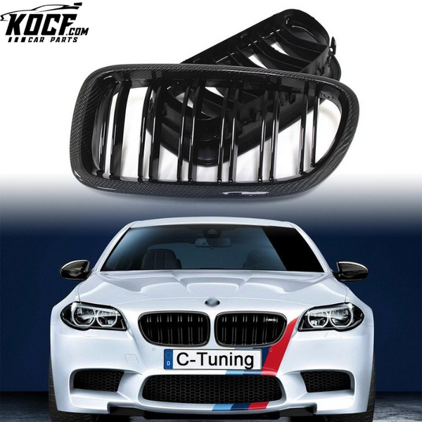 Dual Slats Carbon Fiber Front Grille For BMW 5 Series F10 / F10 M5 2010-UP Front Kidney Grilles