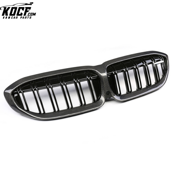 G20 Dual Slats Carbon Fiber Front Grille For BMW 3 Series G20 325 330 340i Front Kidney Grilles