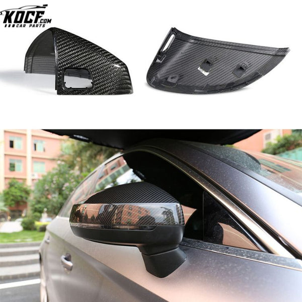 Dry Carbon Fiber For Audi 8V A3 S3 RS3 2014+ With Lane Assist Direct Replace Real Carbon Fiber Side Rearview Mirror Covers