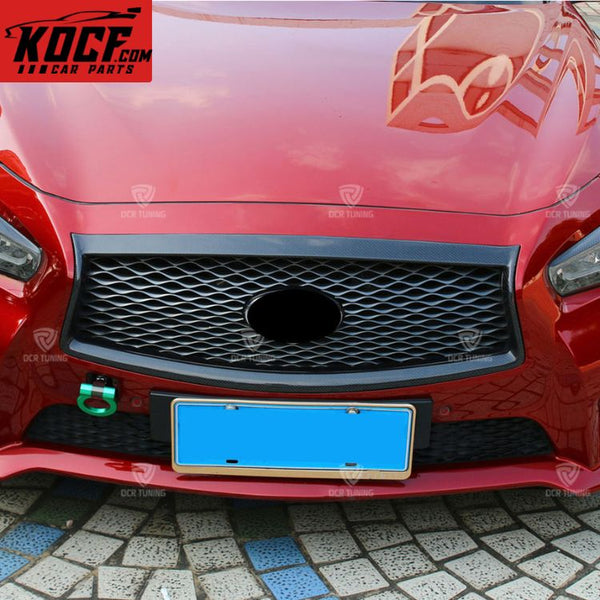 Dry Carbon Grille for Infiniti Q50 Q50S Carbon Fiber Front Kidney Grill Overlay 2014 2015 2016 2017 Accessories