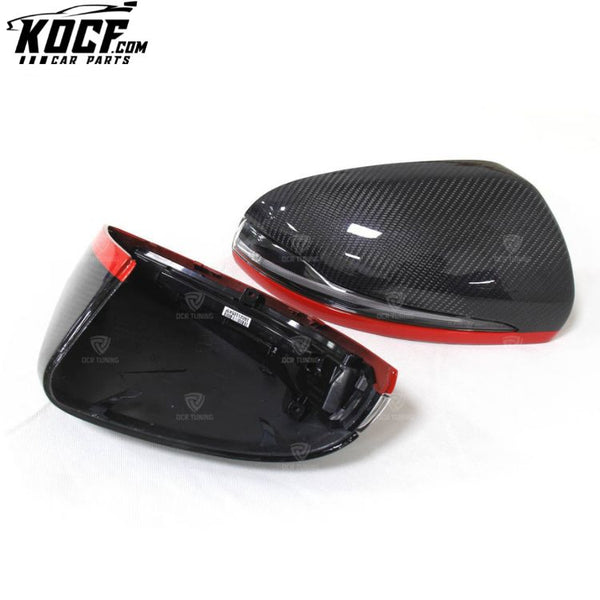 For Mercedes-Benz W205 W222 W213 W238 W257 Replacement Carbon Fiber Mirror Cover With Red Line LHD Only