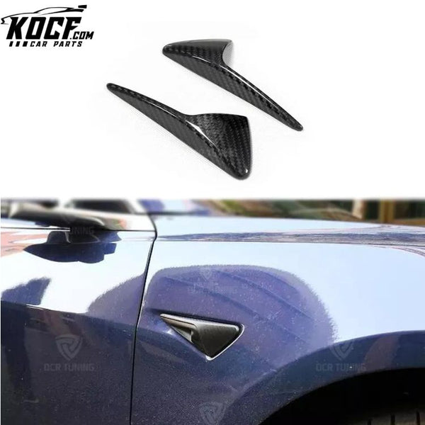 FULL Real Carbon Fiber Side Fender Light Trim Covers For Tesla Model 3 Fender Replacement Trim Cover