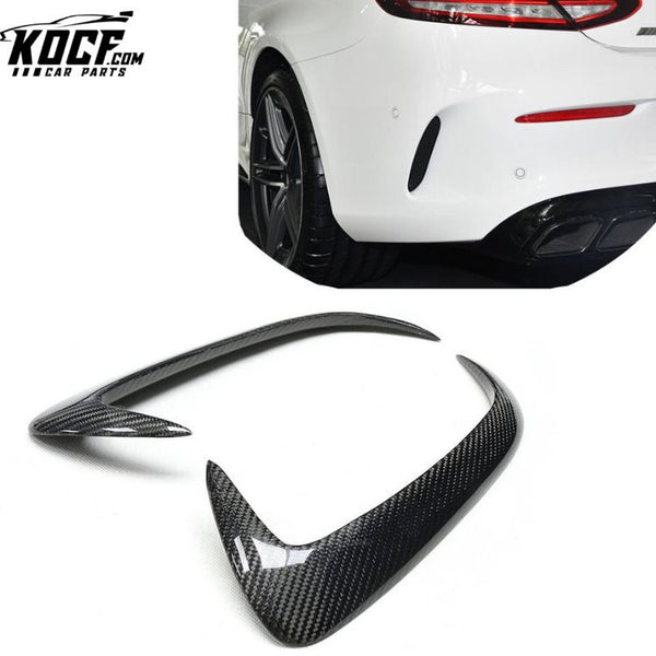 Real Carbon Fiber Rear Bumper Canard Trims for Mercedes-benz C Class W205 AMG C43 C63 Sedan/Coupe 2015+ Side Splitter Covers