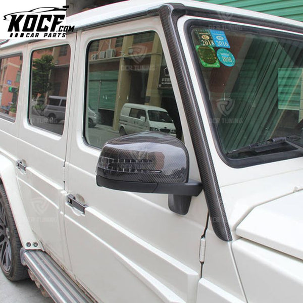 For Mercedes-Benz G Class W463 G55 G63 G65 AMG Carbon Fiber Door A Pillar Cover G300 G500 G550 CF Exteriors Trims