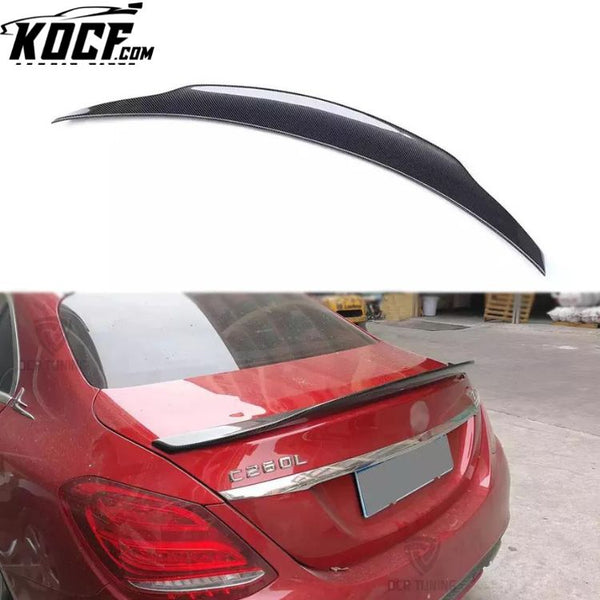 PSM Style Carbon Rear Spoiler For Mercedes-Benz C Class W205 AMG S C63 C43 Sedan Carbon Fiber Rear Trunk Lip Wing