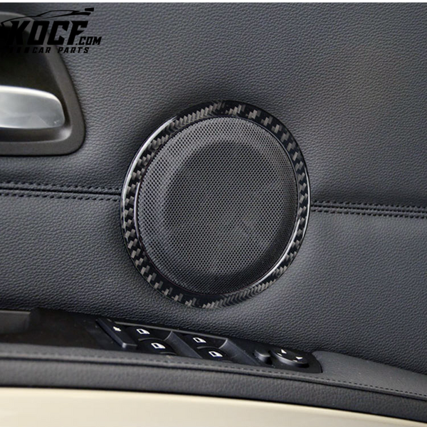 ES E90 E84 X1 Real Carbon Fiber Car Interior Accessories Speaker trim Rings sticker For BMW