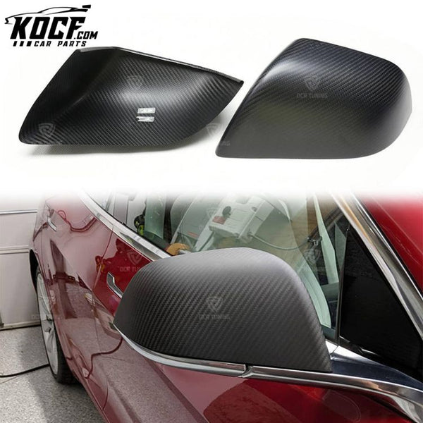 For Tesla Model 3 Dry Carbon Fiber Rearview Mirror Cover Matte Black Exterior Door Side Mirror Trim Add on type