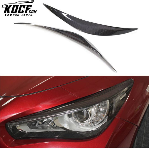 For Infiniti Q50 & Q50S 2014 - UP Pure Carbon Fiber Eye Lid Dry Carbon Light Eyebrow Trim Front Side