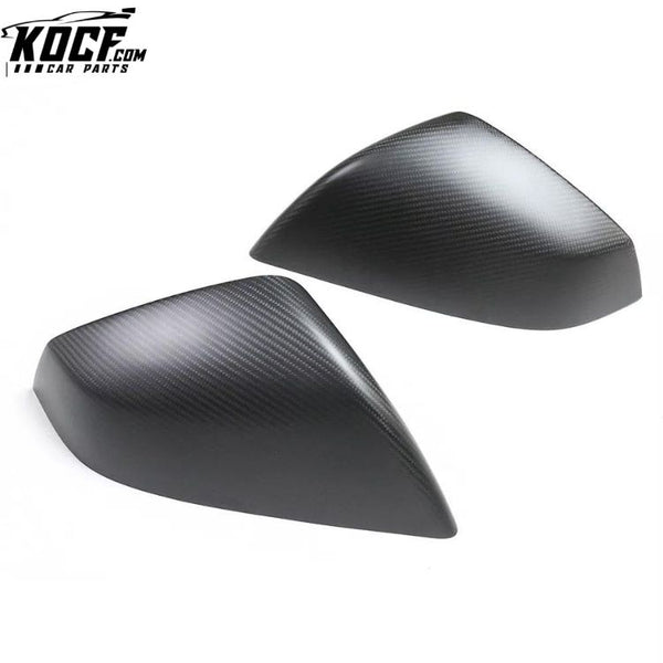 Model S Plaid Dry Carbon Mirror Cover Matte Finish Carbon Fiber Car Door Mirror Shell for Tesla 2021+ Stick on Mirrorcaps