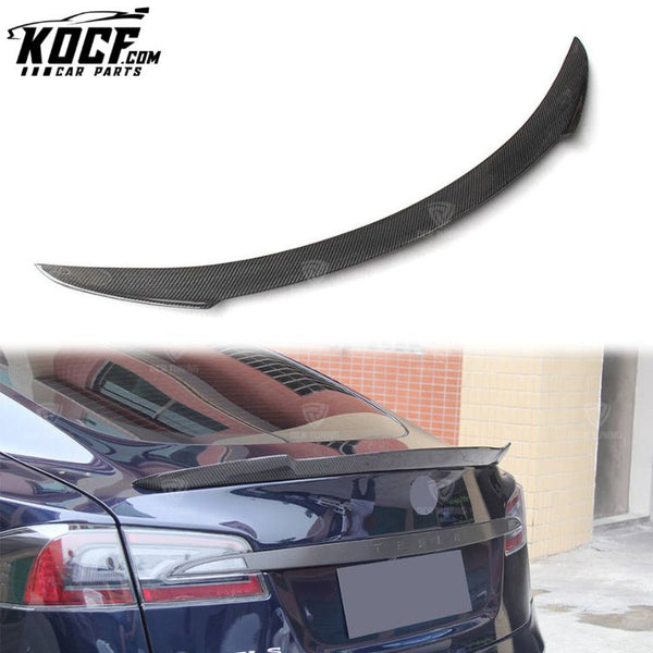 Car Styling For Tesla Model S Carbon Fiber Car Spoiler Rear Weave Racing Wing Trunk Gloss Black Finish 2012 - UP