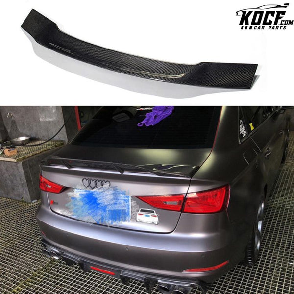 REAL CARBON SPOILER FOR 2014-19 AUDI A3 S3 RS3 8V SEDAN RT STYLE CARBON FIBER DUCKBILL TRUNK SPOILER