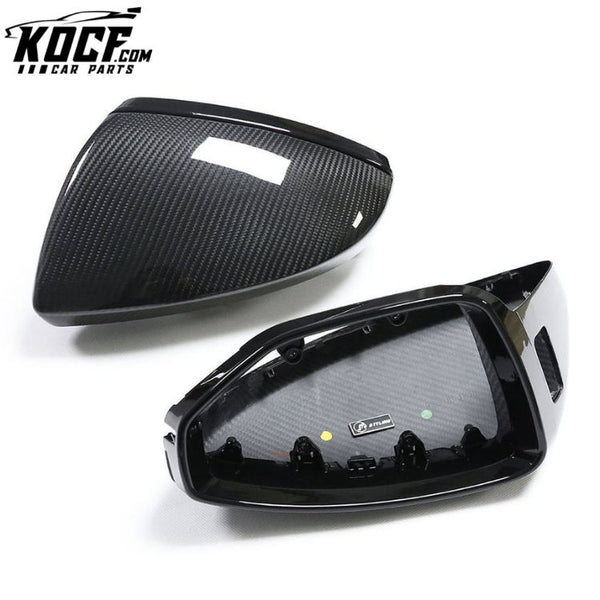 Dry Carbon Fiber Auto Mirror Cover for Audi A6 S6 RS6 C8 A7 S7 RS7 A8 2018+ With Blind Spot Assist Replacement Mirror Shell LHD